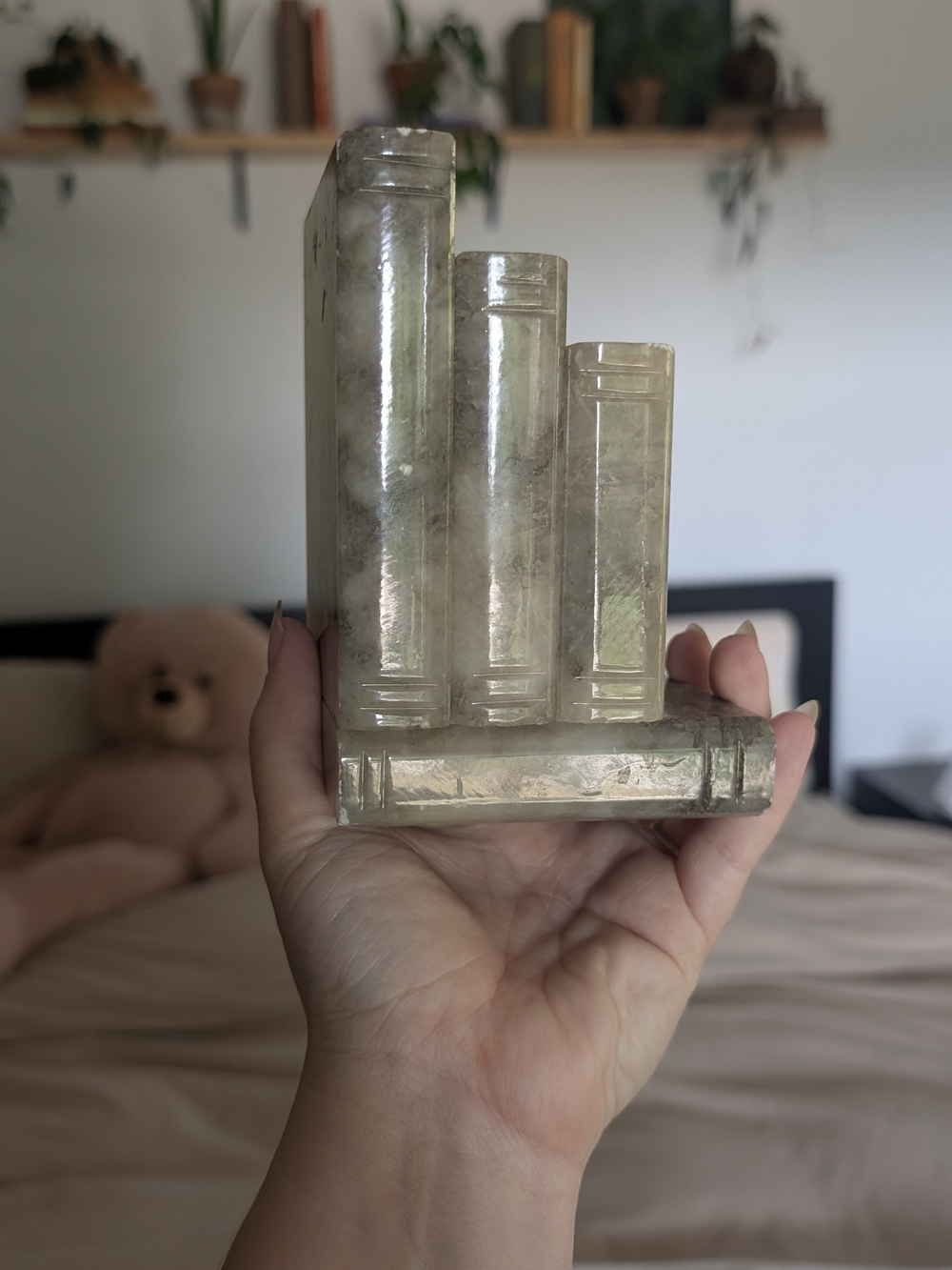 TowerVintage MCM Heavy Italian Alabaster Books Book Stacked Bookends